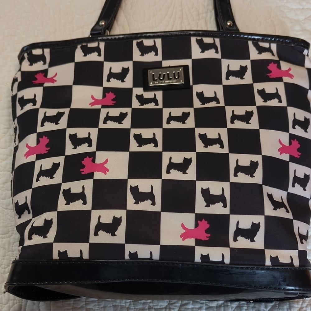 Lulu Guinness Black, White And Pink Scottie Dog Bag